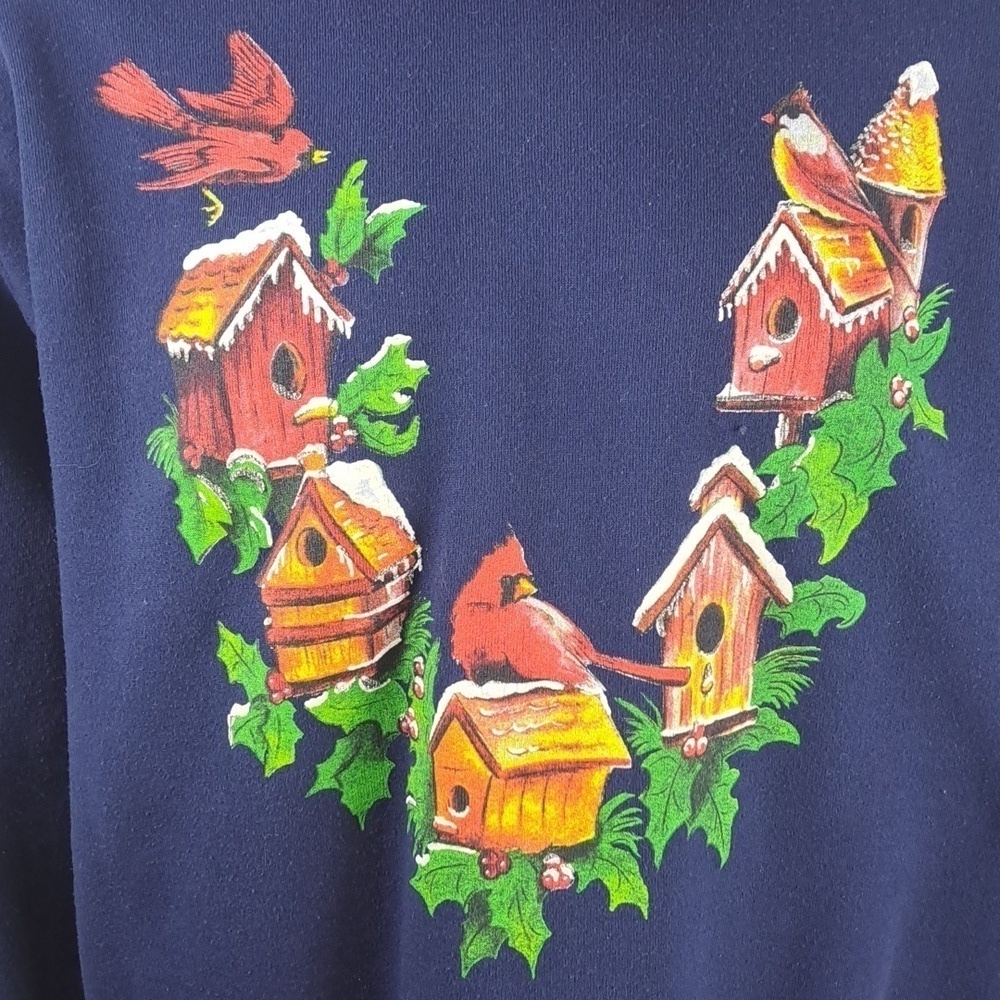 Vintage Women's Cardinals & Birdhouse double collar blue & red XL sweatshirt - Picture 3 of 5